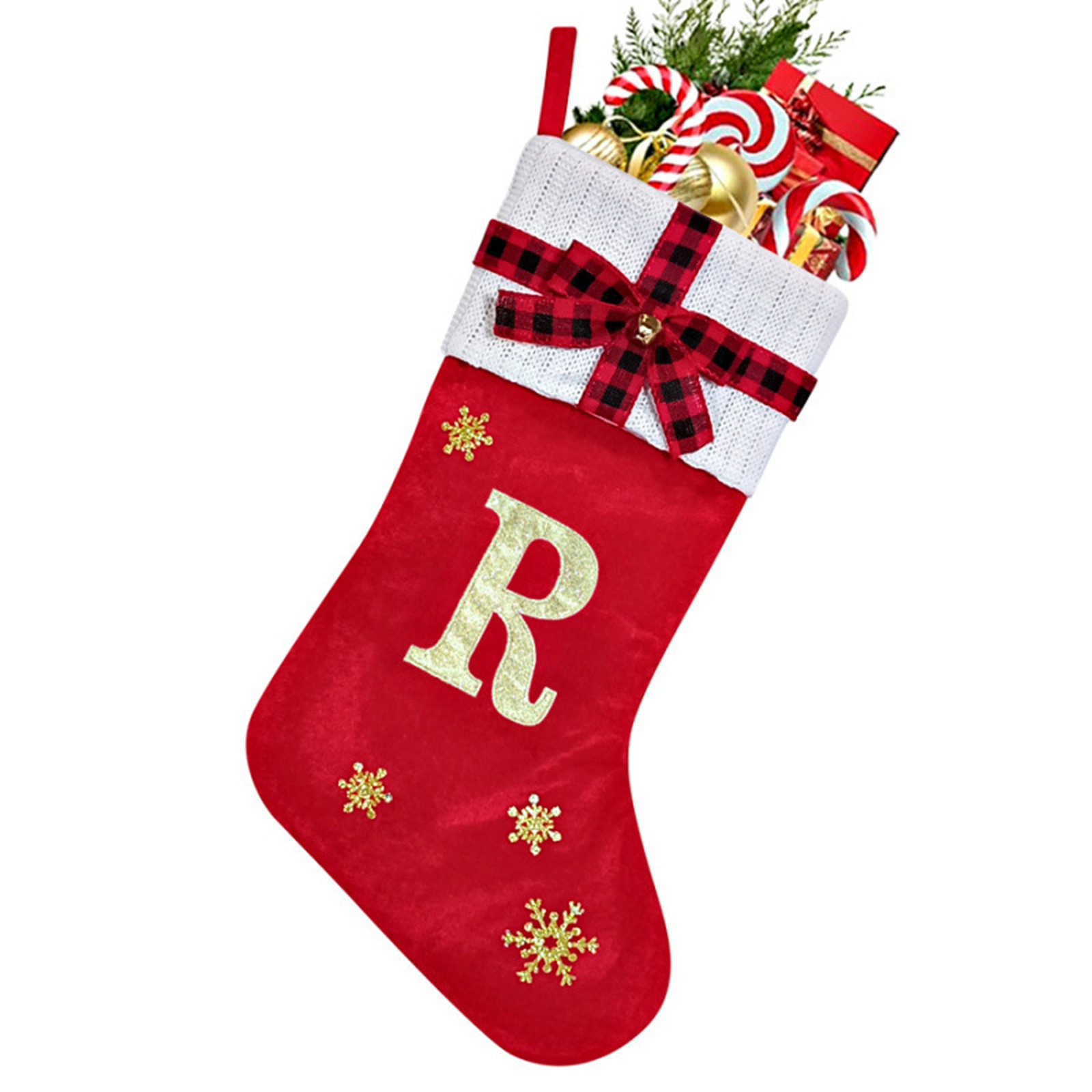 thumbnail image 2 of Calcetines Grandes Rojos Decorativos Con Letras Bordadas Y Colgantes De Diseño, 2 of 2